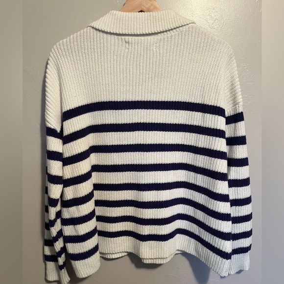 LOFT Women's Striped Sweater - Navy and White - Picture 10 of 10